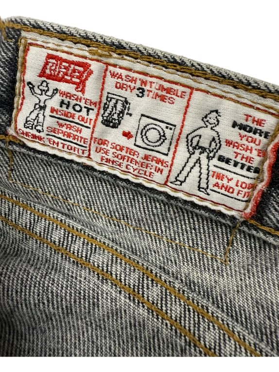 VINTAGE RIFLE MEN'S ACID WASH JEANS GRAY/BLACK M
