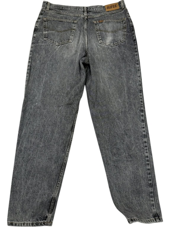 VINTAGE RIFLE MEN'S ACID WASH JEANS GRAY/BLACK M