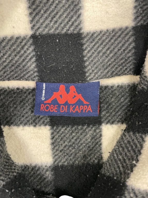 VINTAGE ROBE DI KAPPA FLEECE ΠΟΥΚΑΜΙΣΟ ΚΑΡΟ ΑΣΠΡΟΜΑΥΡΟ ΑΝΔΡΙΚΟ XL/XXL