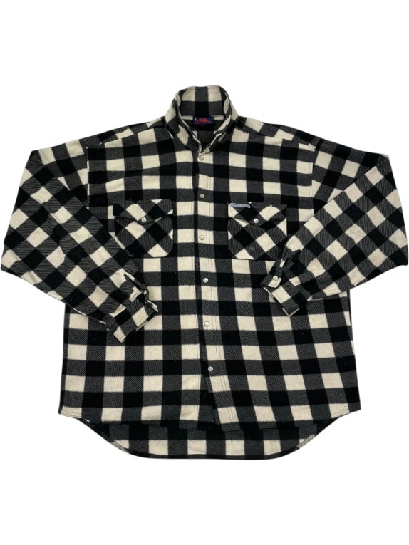 VINTAGE ROBE DI KAPPA FLEECE ΠΟΥΚΑΜΙΣΟ ΚΑΡΟ ΑΣΠΡΟΜΑΥΡΟ ΑΝΔΡΙΚΟ XL/XXL