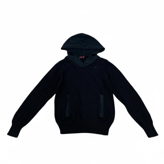 VINTAGE ROBE DI KAPPA FELPA LAVORATA A MAGLIA CON CAPPUCCIO NERA DA UOMO S