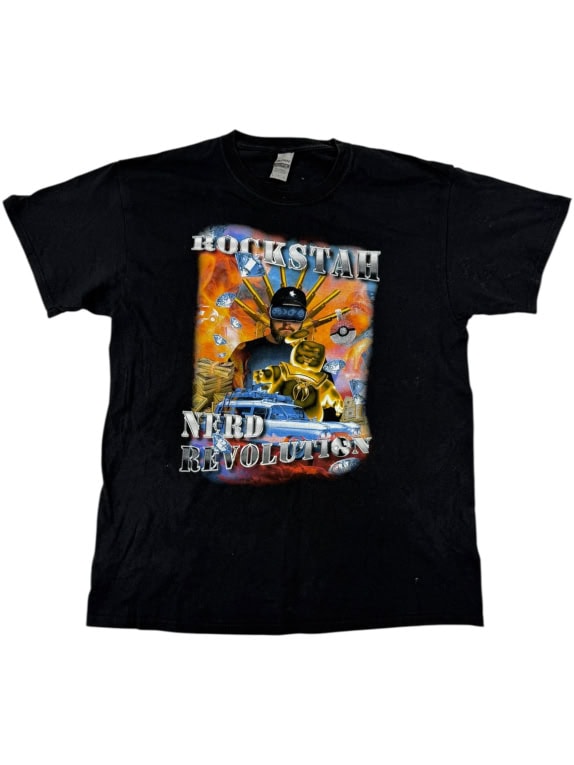 VINTAGE ROCKSTAR NERD REVOLUTION T-SHIRT ΜΑΥΡΟ
