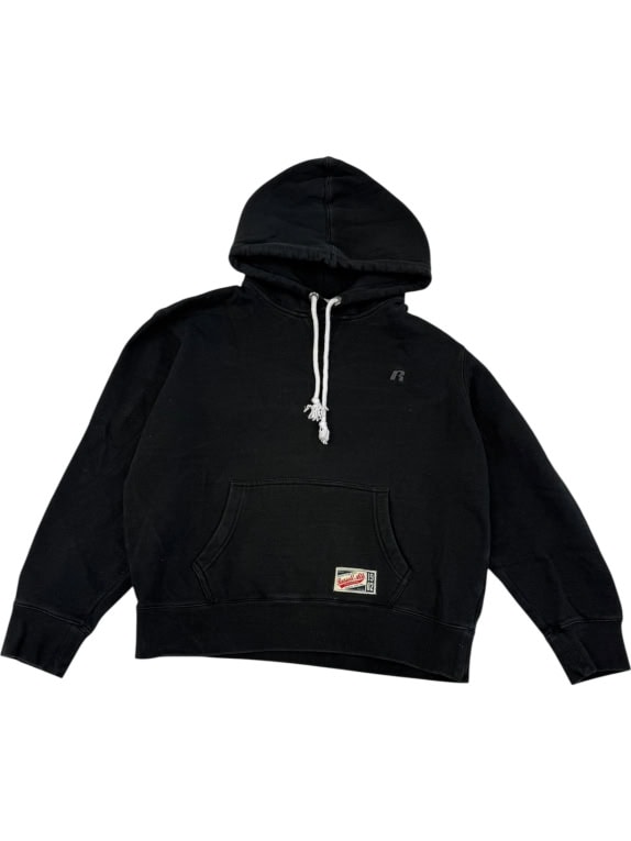 VINTAGE Russell Athletic Hoodie Μαύρο (Φούτερ με Κουκούλα) - S