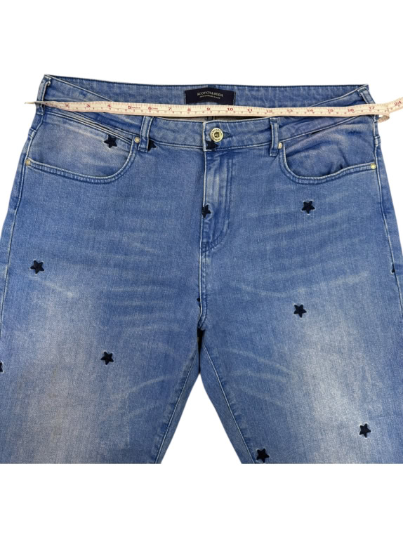 VINTAGE SCOTCH & SODA WOMEN'S DENIM JEANS WITH STARS LIGHT WASH L