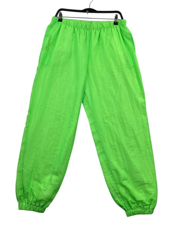 VINTAGE SERGIO TACCHINI NYLON WIND BREAKER TRACK PANTS NEON GREEN MEN'S S