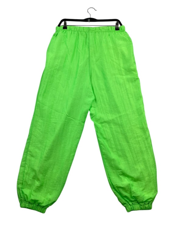VINTAGE SERGIO TACCHINI NYLON WIND BREAKER TRACK PANTS NEON GREEN MEN'S S