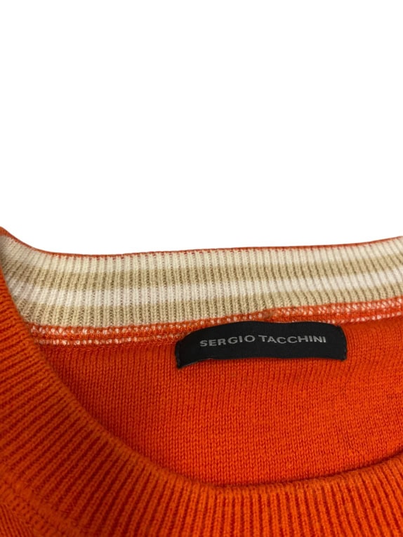 VINTAGE SERGIO TACCHINI RAGLAN KNIT SWEATER ORANGE MEN'S L XL