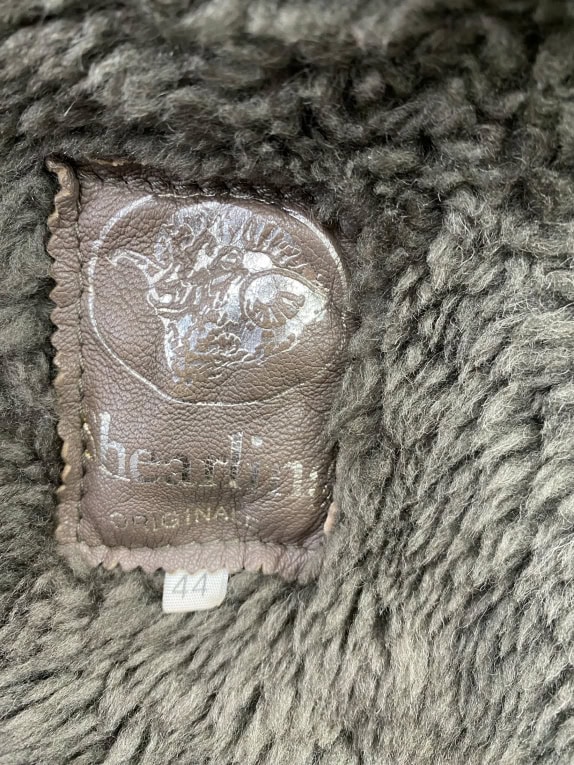 Vintage Shearling Δερμάτινο Παλτό Καφέ/Λαδί (XL-XXL)