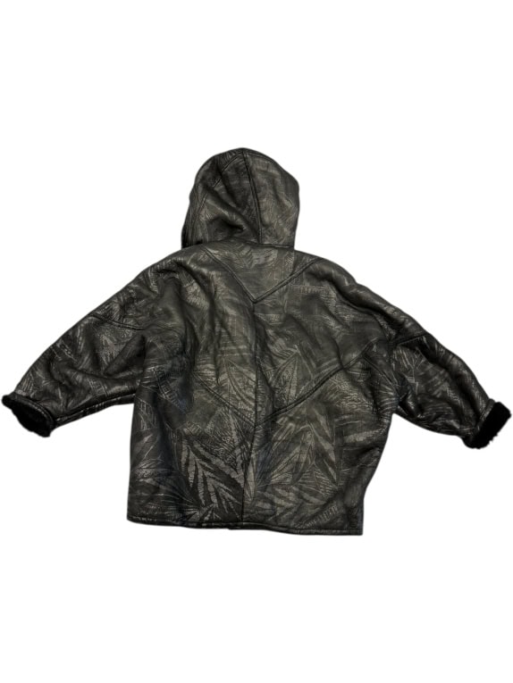 VINTAGE SHEARLING ΜΑΥΡΟ ΜΠΟΥΦΑΝ ΜΕ ΚΟΥΚΟΥΛΑ M/L