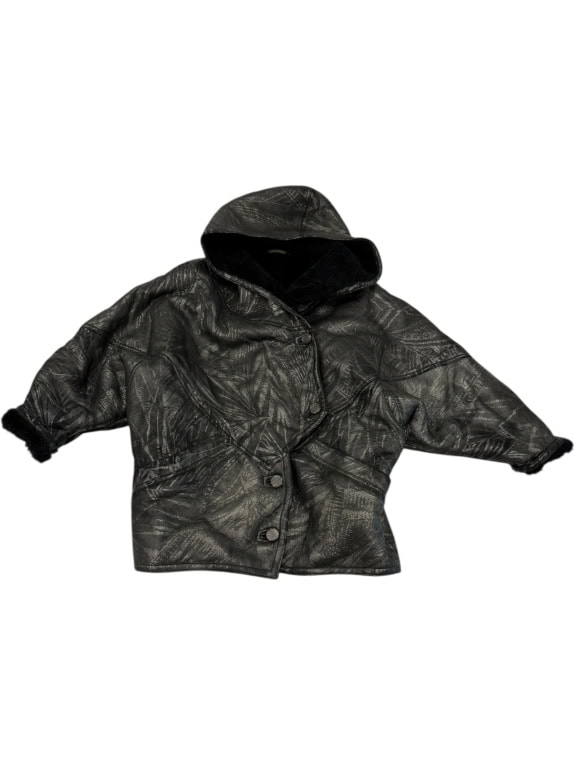 VINTAGE SHEARLING ΜΑΥΡΟ ΜΠΟΥΦΑΝ ΜΕ ΚΟΥΚΟΥΛΑ M/L