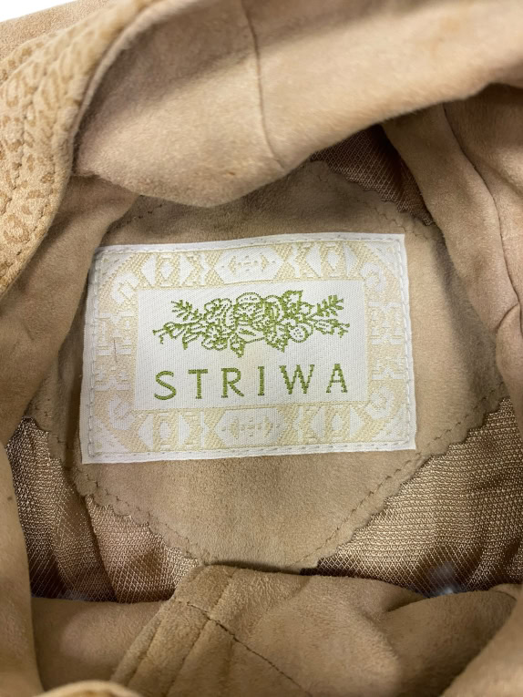 VINTAGE STRIWA ΓΥΝΑΙΚΕΙΟ ΣΟΥΕΤ ΠΑΛΤΟ / ΤΖΑΚΕΤ ΣΕ ΜΠΕΖ-ΤΑΜΠΑ ΧΡΩΜΑ L/XL