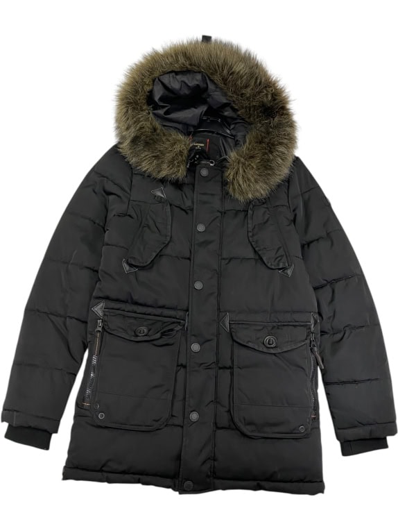 VINTAGE SUPERDRY JACKET WITH FUR BLACK MEN'S S/M