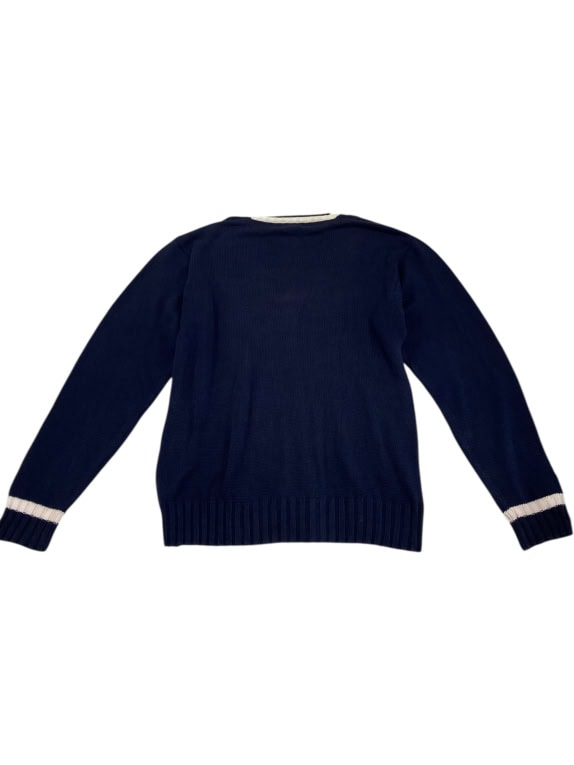 VINTAGE SUPERGA CENTURY ΠΛΕΚΤΗ ΜΠΛΟΥΖΑ V-NECK ΜΕ ΡΙΓΕΣ ΜΠΛΕ ΑΝΔΡΙΚΗ XL
