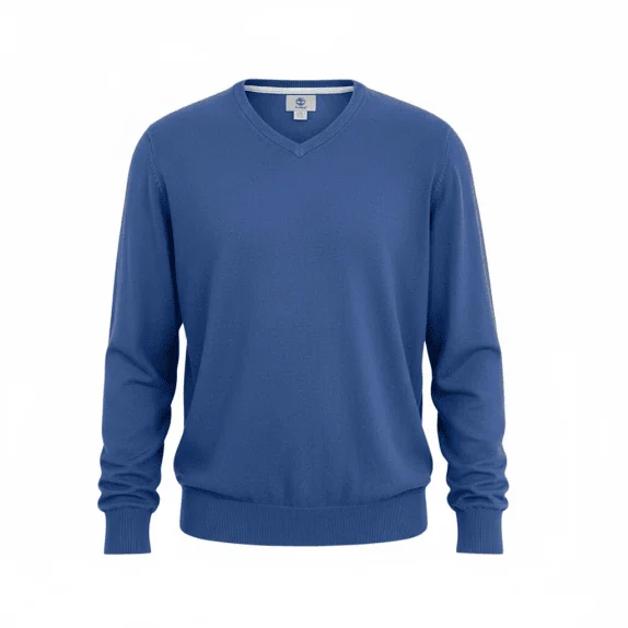 MAGLIONE LAVORATO A MAGLIA VINTAGE TIMBERLAND CON SCOLLO A V BLU DA UOMO L