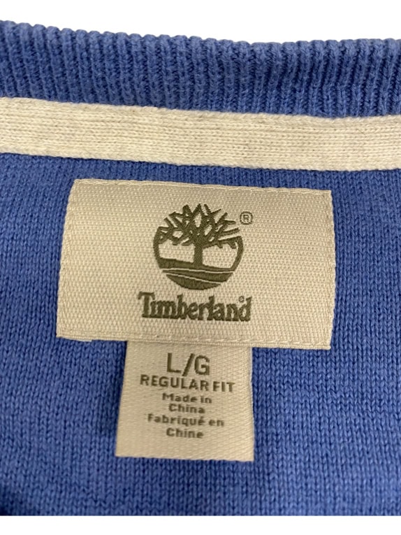 VINTAGE TIMBERLAND KNIT SWEATER V NECK BLUE MEN'S L