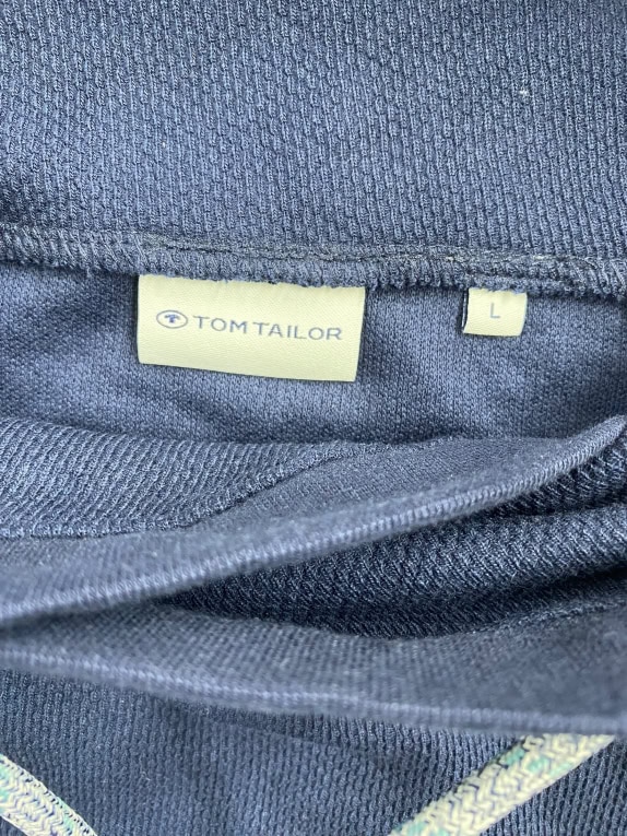VINTAGE TOM TAILOR TURTLENECK SWEATSHIRT WITH DRAWSTRING BLUE MEN'S L