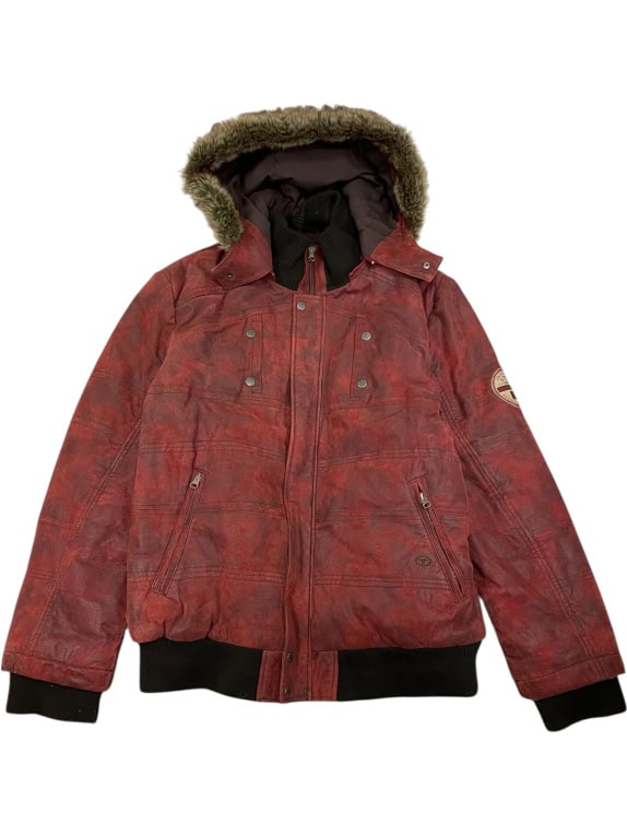 VINTAGE TOM TAILOR JACKET WITH FUR BURGUNDY MEN XXXL