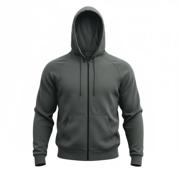 VINTAGE TOM TAILOR ZIP UP HOODIE GREY MEN'S L