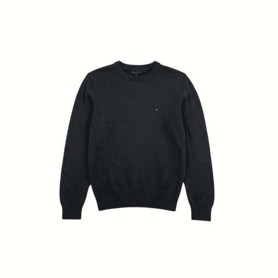 VINTAGE TOMMY HILFIGER maglione lavorato a maglia con logo bandierina antracite da uomo S