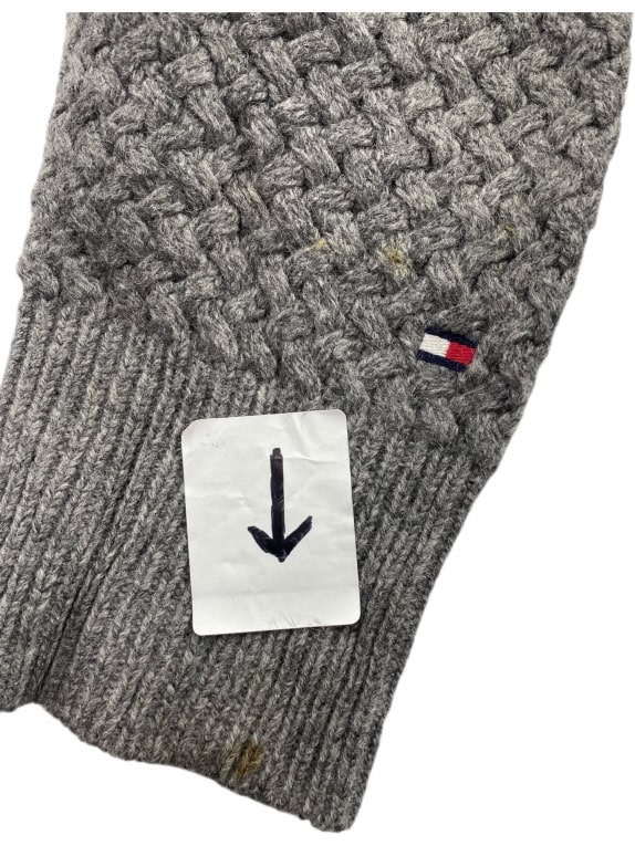 VINTAGE TOMMY HILFIGER ΠΛΕΚΤΟ ΠΟΥΛΟΒΕΡ ΜΕ ΚΟΥΜΠΙΑ ΜΠΛΕ ΓΚΡΙ ΑΝΔΡΙΚΟ L