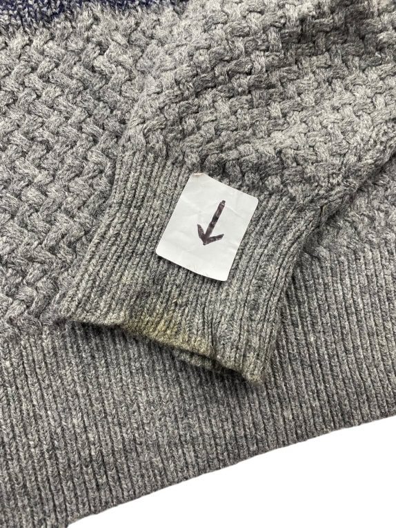VINTAGE TOMMY HILFIGER ΠΛΕΚΤΟ ΠΟΥΛΟΒΕΡ ΜΕ ΚΟΥΜΠΙΑ ΜΠΛΕ ΓΚΡΙ ΑΝΔΡΙΚΟ L