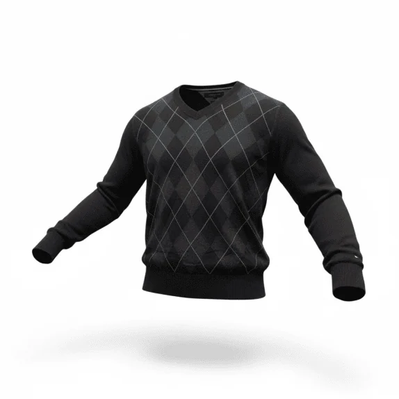 VINTAGE TOMMY HILFIGER KNIT SWEATER ARGYLE BROWN MEN M