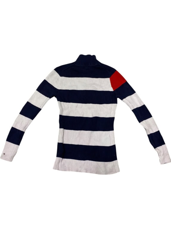 VINTAGE TOMMY HILFIGER STRIPED HALF-ZIP KNIT SWEATER M