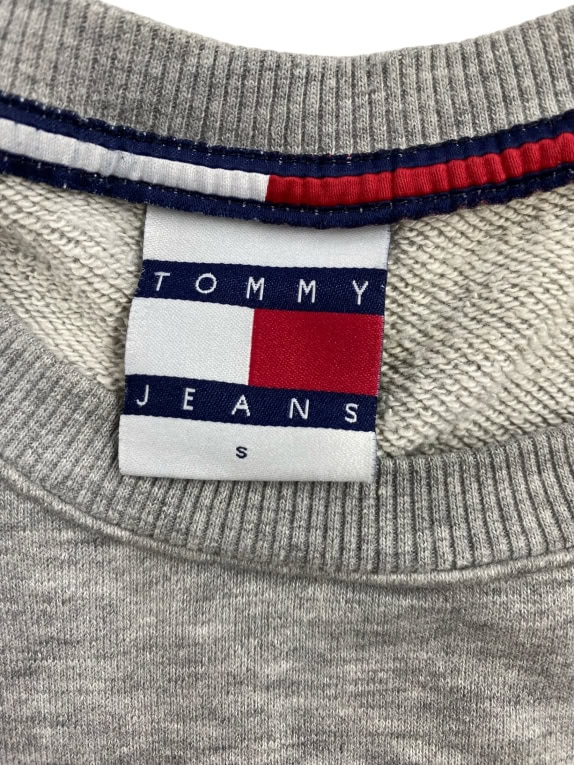 VINTAGE TOMMY JEANS SWEATSHIRT BIG LOGO GREY MEN'S S