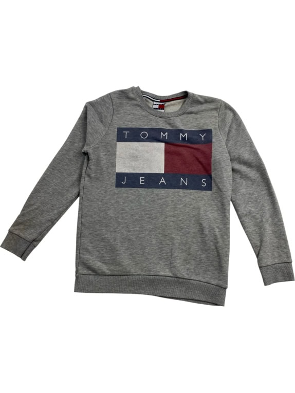 VINTAGE TOMMY JEANS SWEATSHIRT BIG LOGO GREY MEN'S S