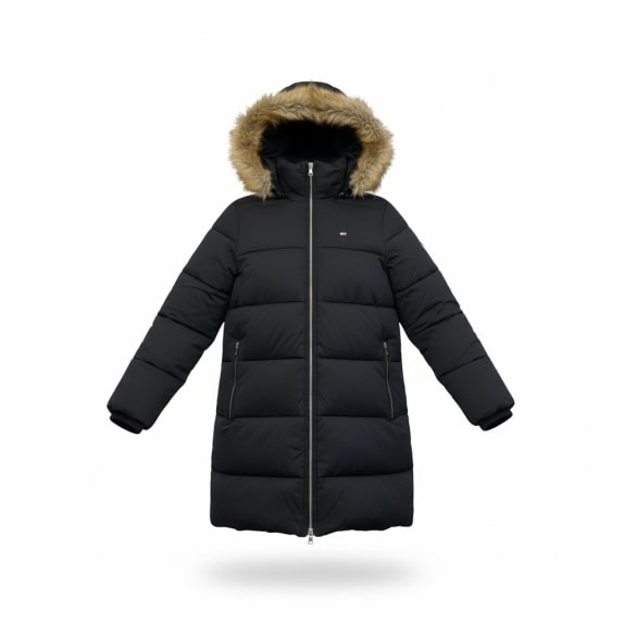 VINTAGE TOMMY JEANS ΜΑΥΡΟ ΜΠΟΥΦΑΝ PARKA S