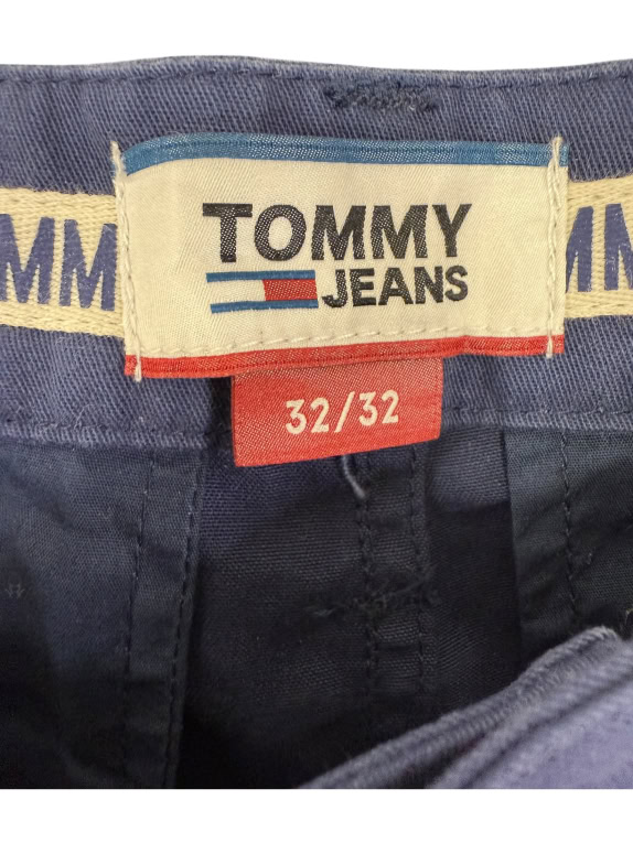 VINTAGE TOMMY JEANS PANTALONI CHINO, BLU SCURO A RIGHE