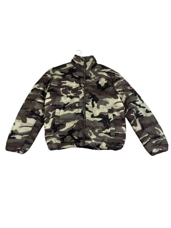 VINTAGE TOMMY JEANS PUFFER ΜΠΟΥΦΑΝ CAMO ΠΑΡΑΛΛΑΓΗ ΚΑΦΕ ΑΝΔΡΙΚΟ S