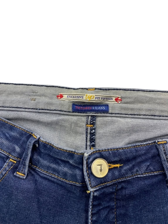 VINTAGE TRUSSARDI JEANS ΠΑΝΤΕΛΟΝΙ DENIM ΣΕ ΙΣΙΑ ΓΡΑΜΜΗ ΜΠΛΕ ΓΥΝΑΙΚΕΙΟ L