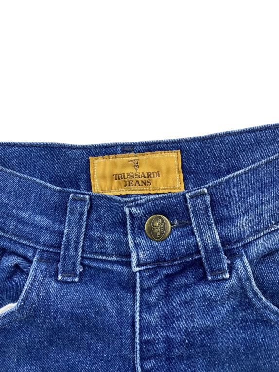 VINTAGE TRUSSARDI JEANS ΨΗΛΟΜΕΣΟ ΠΑΝΤΕΛΟΝΙ DENIM ΜΠΛΕ ΓΥΝΑΙΚΕΙΟ XS