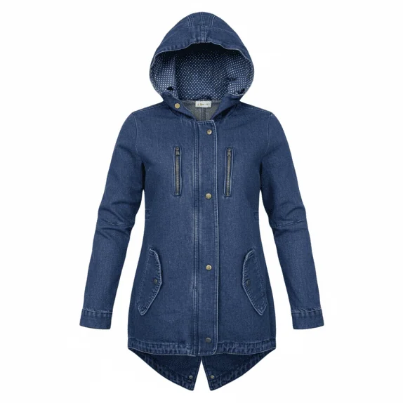 Parka in denim vintage con cappuccio M