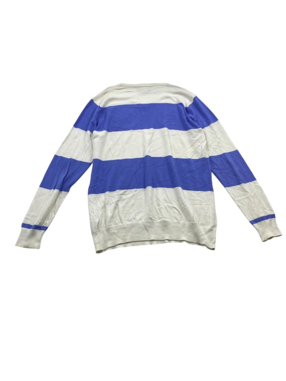 VINTAGE U.S. POLO ASSN. ΠΛΕΚΤΟ ΠΟΥΛΟΒΕΡ ΡΙΓΕ ΛΕΥΚΟ ΜΠΛΕ ΑΝΔΡΙΚΟ L