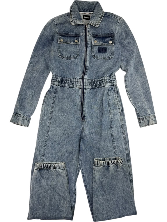 VINTAGE VANS DENIM ACID WASH BOILER SUIT WOMEN'S WITH ZIPPER