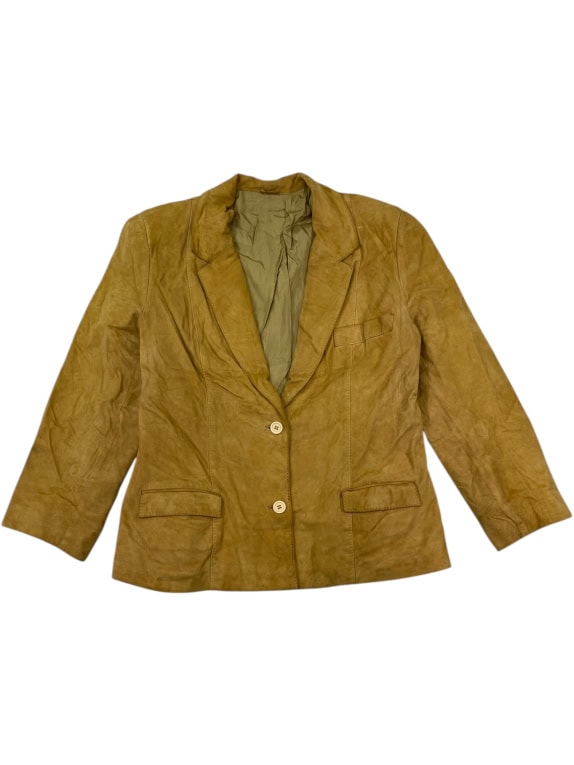 VINTAGE VARESTE MADE IN ITALY WOMEN'S SUEDE BLAZER JACKET IN TAN COLOR S