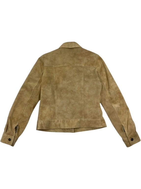 VINTAGE VERA PELLE WOMEN'S SUEDE JACKET IN BEIGE-TAN COLOR S