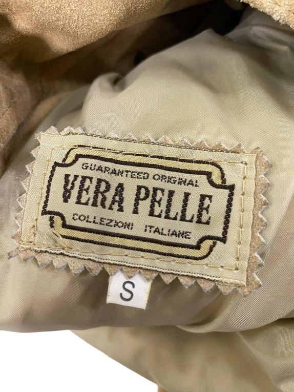 VINTAGE VERA PELLE WOMEN'S SUEDE JACKET IN BEIGE-TAN COLOR S