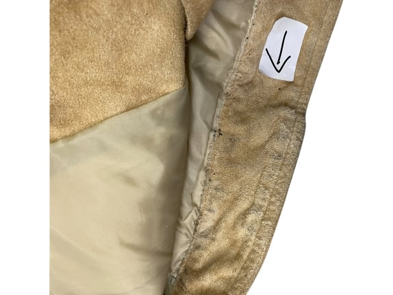 VINTAGE VERA PELLE WOMEN'S SUEDE JACKET IN BEIGE-TAN COLOR S