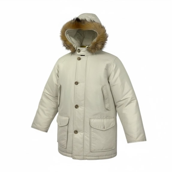 VINTAGE WOOLRICH JOHN RICH & BROS OFF-WHITE PARKA M