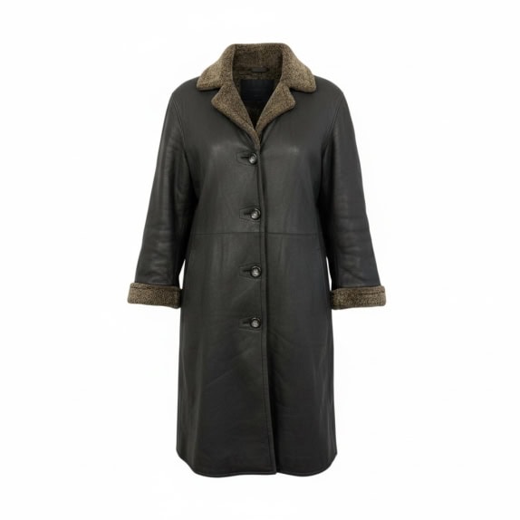 VINTAGE ZAFFERS CAPPOTTO DA DONNA IN PELLE CON PELLICCIA S/M