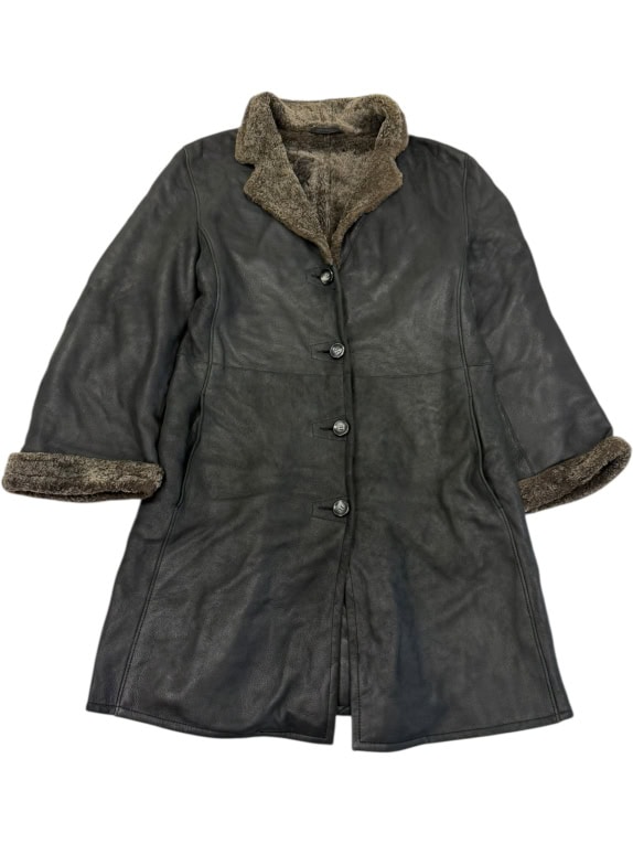 VINTAGE ZAFFERS CAPPOTTO DA DONNA IN PELLE CON PELLICCIA S/M