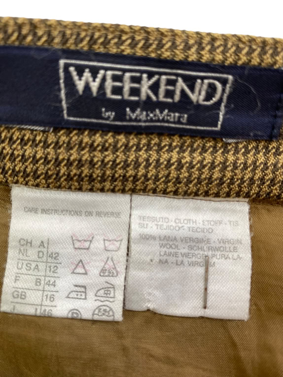 WEEKEND BY MAX MARA SKIRT 90s CHECK PATTERN BROWN WOMEN'S M