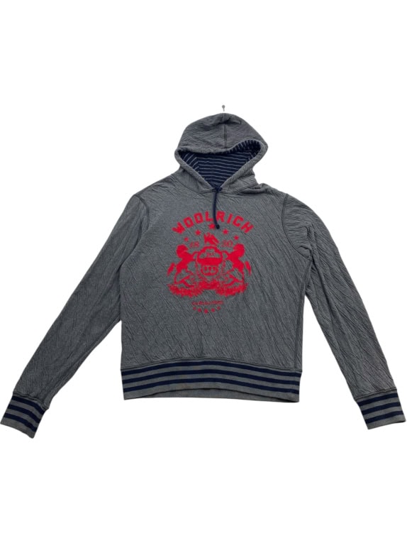 WOOLRICH Vintage Hoodie With Embroidered Logo Grey Men’s M