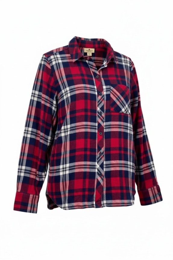 WOOLRICH CAMICIA FLANNEL A QUADRI CLASSIC ROSSA NAVY DONNA PRE OWNED M