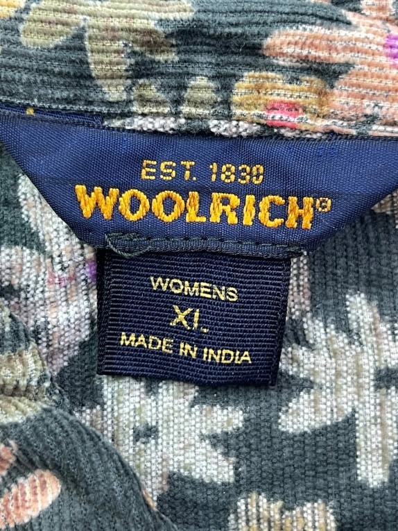 WOOLRICH CORDUROY SHIRT WITH FLORAL PRINT GREEN WOMEN'S XL