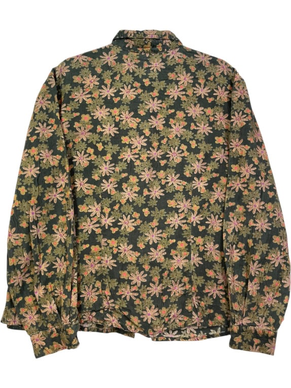 WOOLRICH CORDUROY SHIRT WITH FLORAL PRINT GREEN WOMEN'S XL