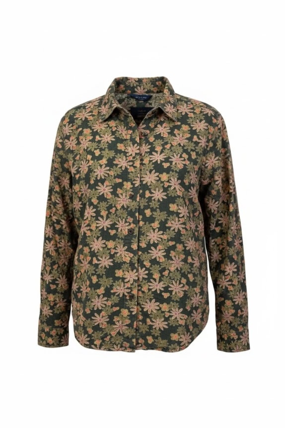 WOOLRICH ΚΟΤΛΕ ΠΟΥΚΑΜΙΣΟ ΜΕ FLORAL PRINT ΠΡΑΣΙΝΟ ΓΥΝΑΙΚΕΙΟ XL